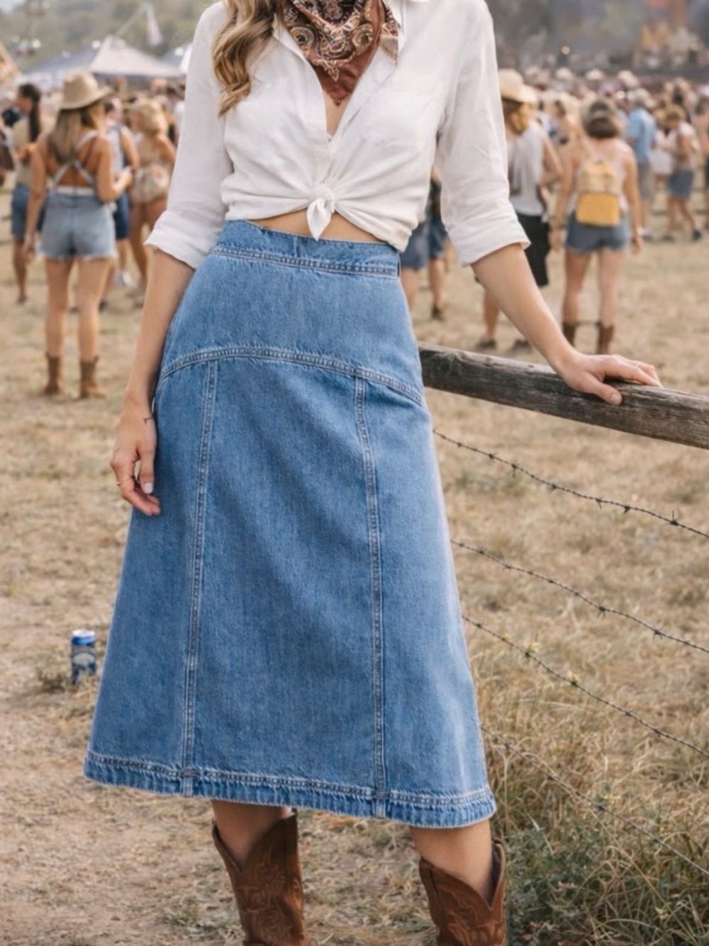 🌺 NWOT Old Navy Drapey Denim A-line Skirt